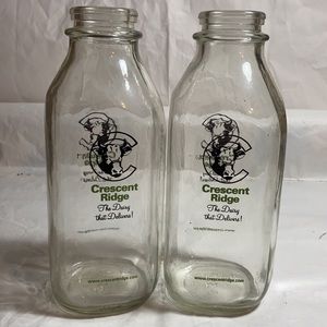 Crescent Ridge Glass Milk Bottle*Set of 2